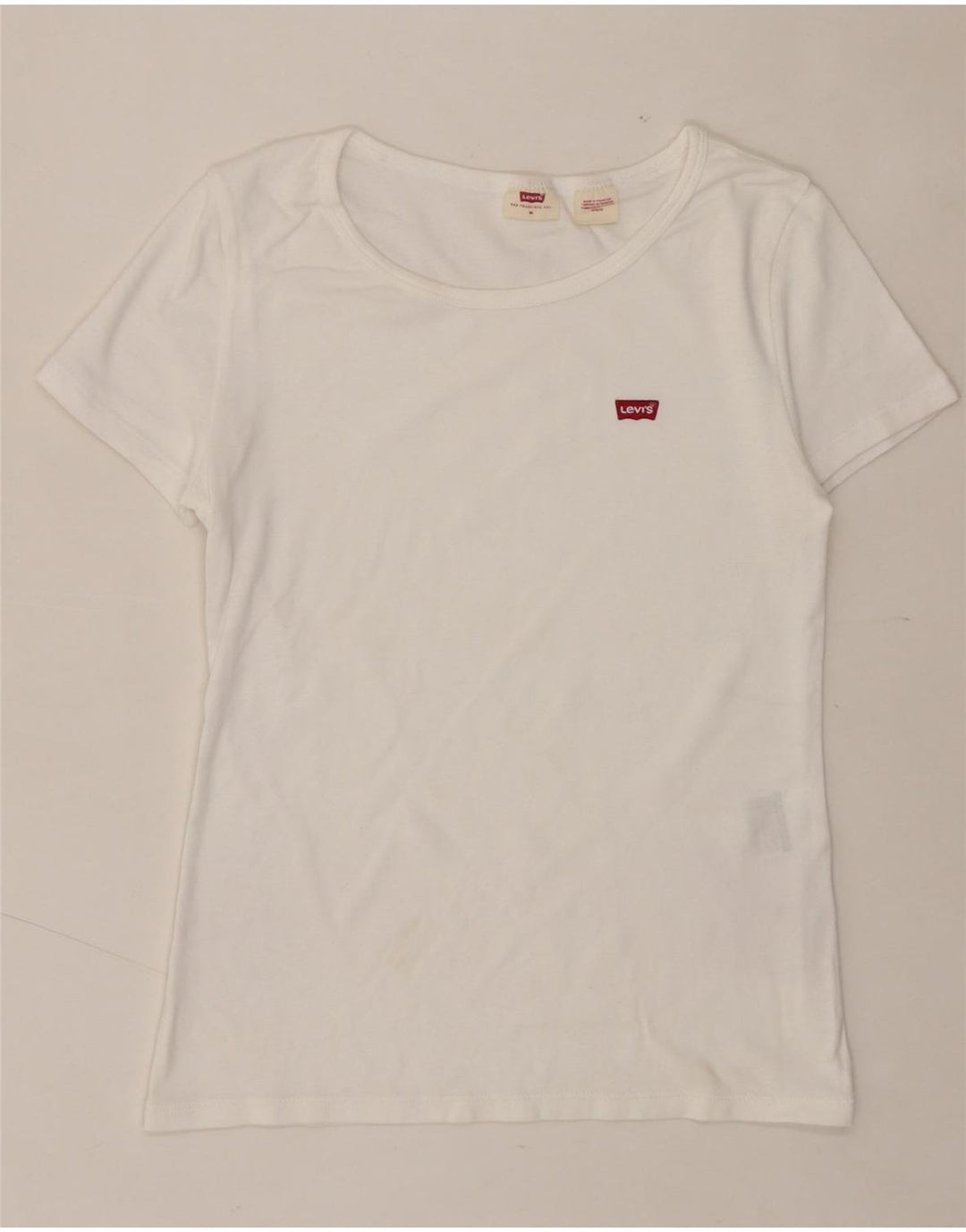 LEVI'S Womens T-Shirt Top UK 12 Medium White Vintage Levi's and Second-Hand Levi's from Messina Hembry 