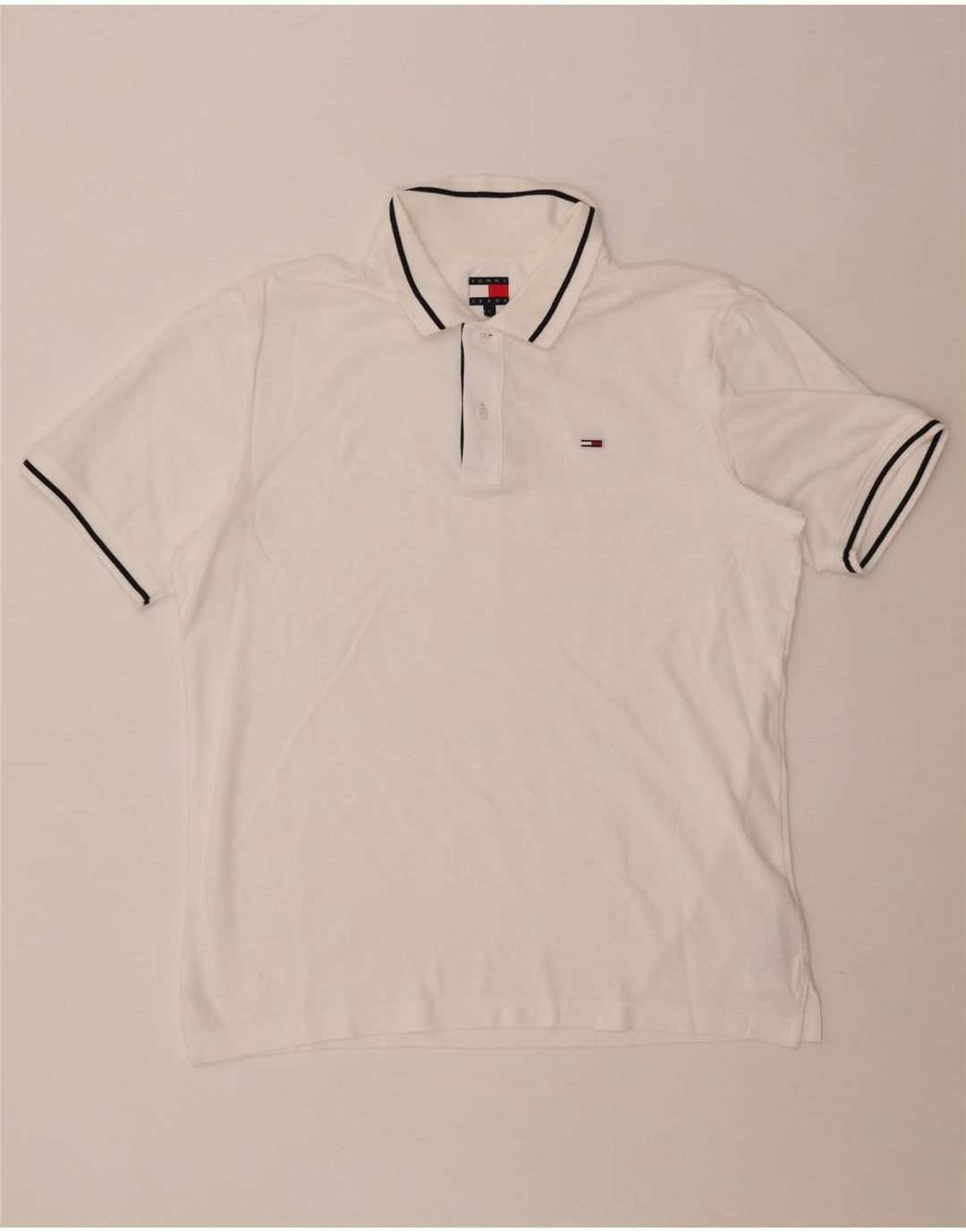 Camisa polo masculina Tommy Hilfiger grande algodão branco
