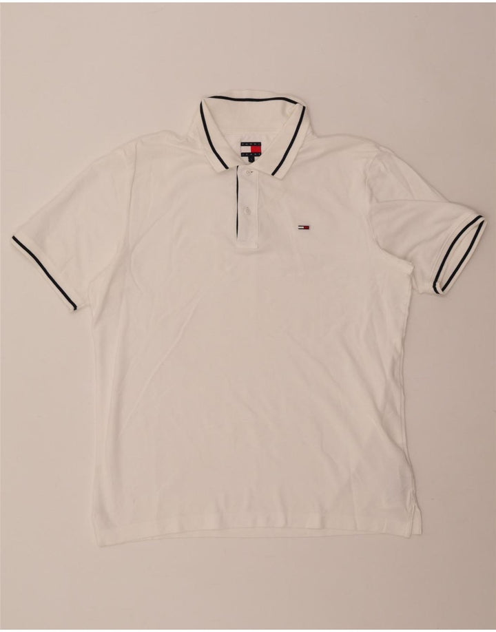 Camisa polo masculina Tommy Hilfiger grande algodão branco
