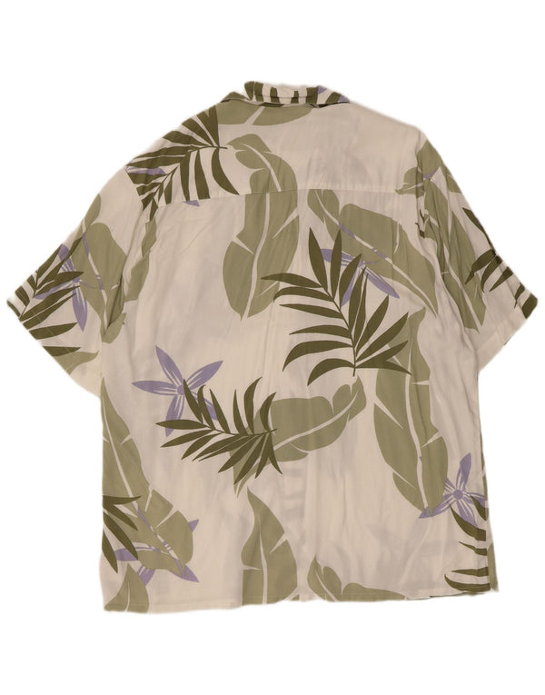 Camisa masculina Puritan de manga curta tamanho 42/44 grande verde floral havaiano