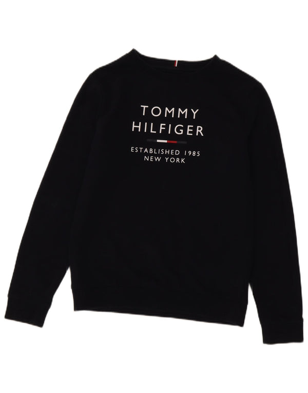 Tommy Hilfiger Meninos moletom gráfico jumper 15-16 anos azul marinho algodão
