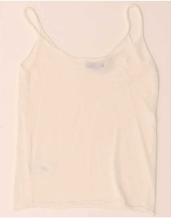 Zara Womens Crop Knit Cami Top Reino Unido 8 Pequeno Viscose Branca