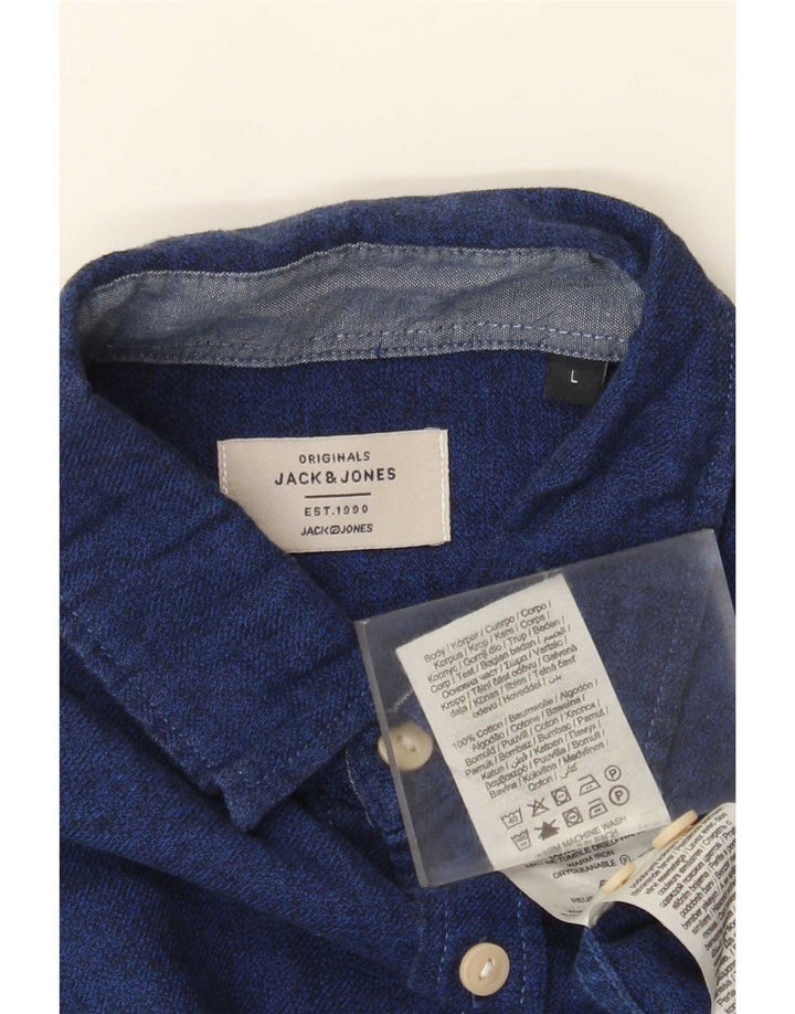 Camisa masculina Jack & Jones grande algodão azul marinho