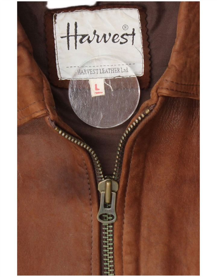Jaqueta de couro masculina Harvest UK 40 grande couro marrom