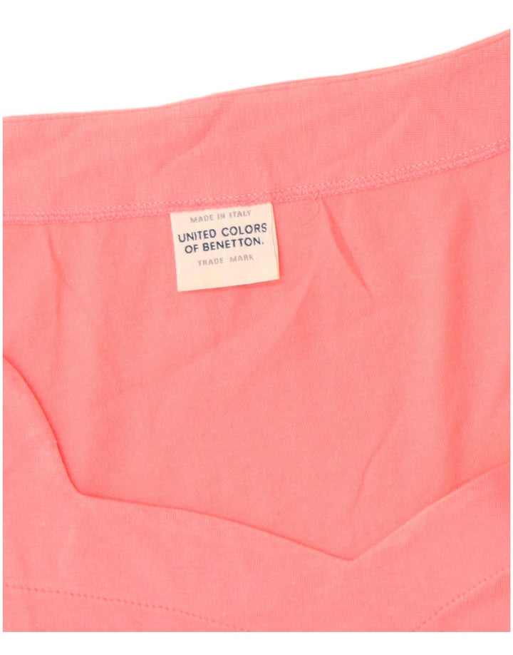 Camiseta feminina Benetton UK 14 algodão rosa médio