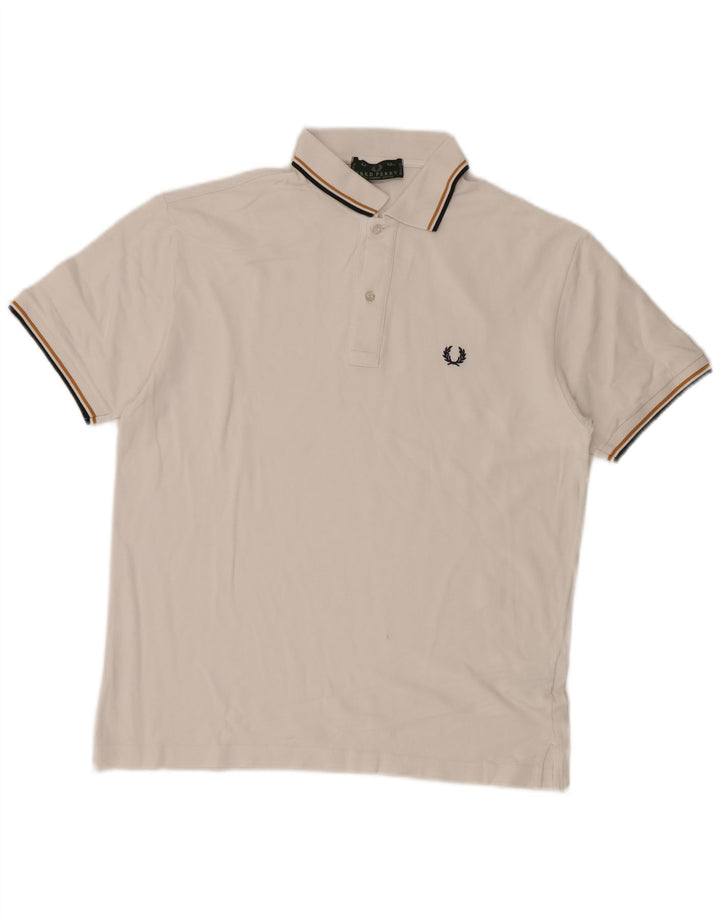 Camisa polo masculina Fred Perry de algodão branco médio