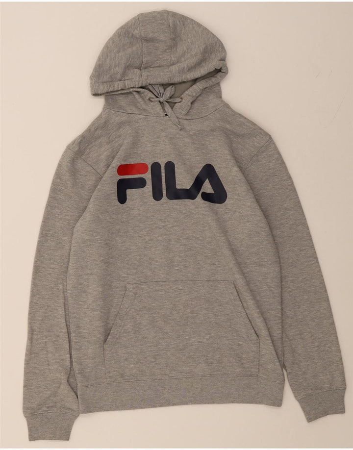 FILA Mens Graphic Hoodie Jumper Medium Grey Cotton Vintage Fila and Second-Hand Fila from Messina Hembry 