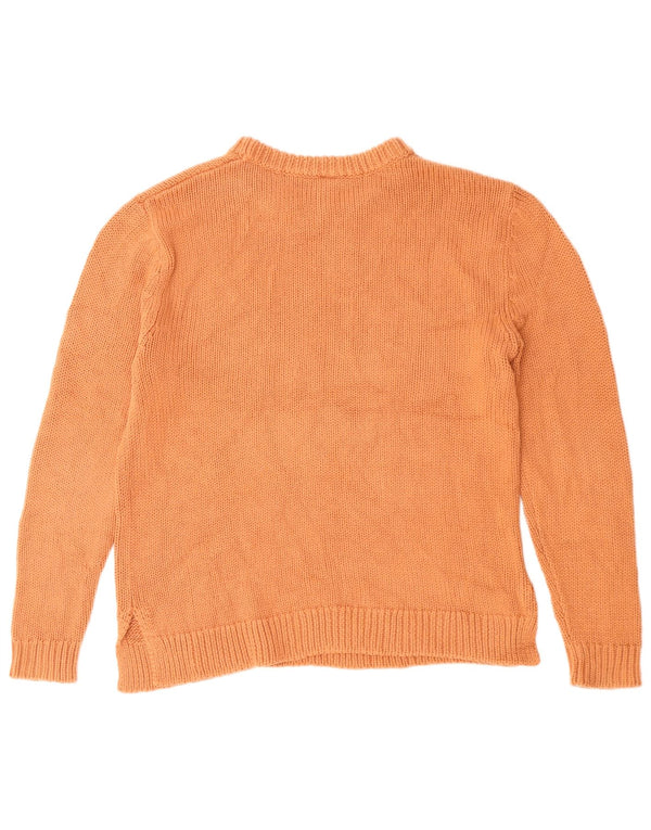 O'Neill Womens Crew Neck Jumper Sweater UK 14 Medium Orange Cotton