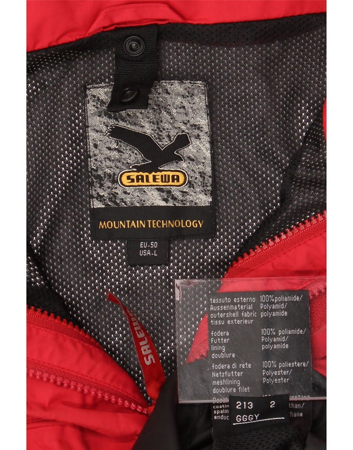 Jaqueta corta-vento masculina SALEWA com capuz UE 50 grande poliamida vermelha
