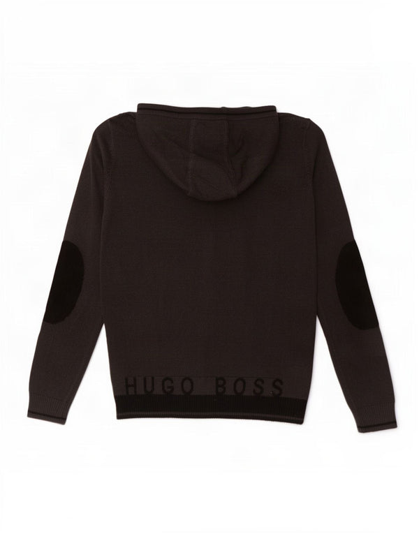 Suéter cardigã gráfico com capuz Hugo Boss Boys 9-10 anos algodão cinza