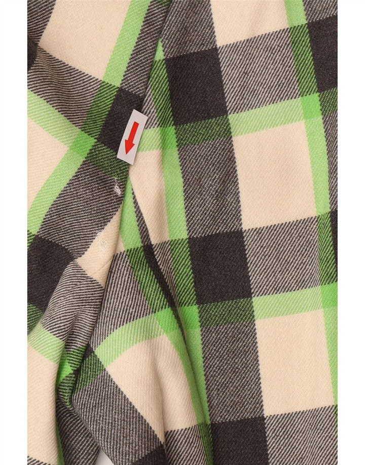 Sobretudo feminino vintage UK 12 médio xadrez multicolorido lã nova