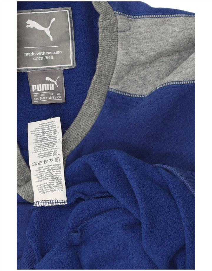 Puma moletom gráfico masculino jumper 2XL azul colorblock algodão