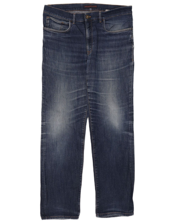 Trussardi Mens Straight Jeans IT 52 XL W38 L32 Azul Algodão