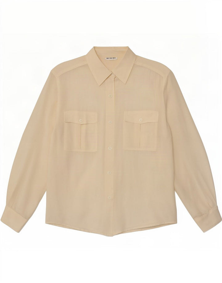 Blusa feminina vintage UK 12 seda branca média