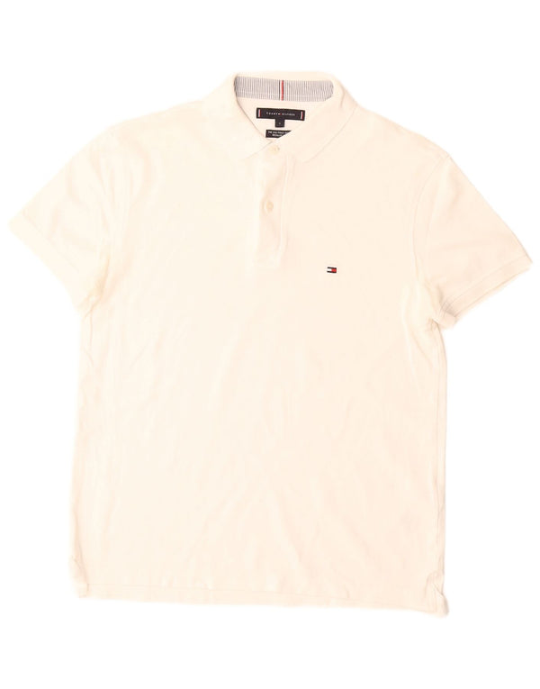 Tommy Hilfiger Mens Regular Fit Polo Shirt Small White Cotton