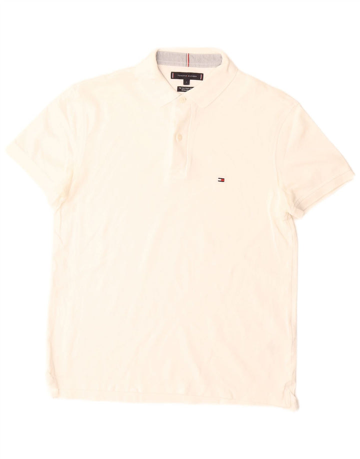 Camisa polo masculina Tommy Hilfiger Regular Fit pequena de algodão branco