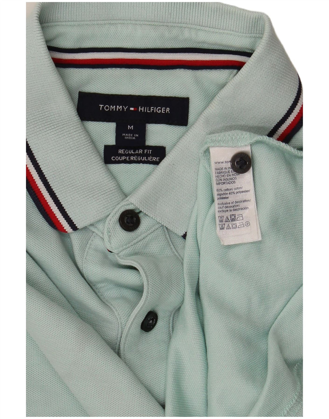 Camisa polo masculina Tommy Hilfiger Regular Fit algodão turquesa médio