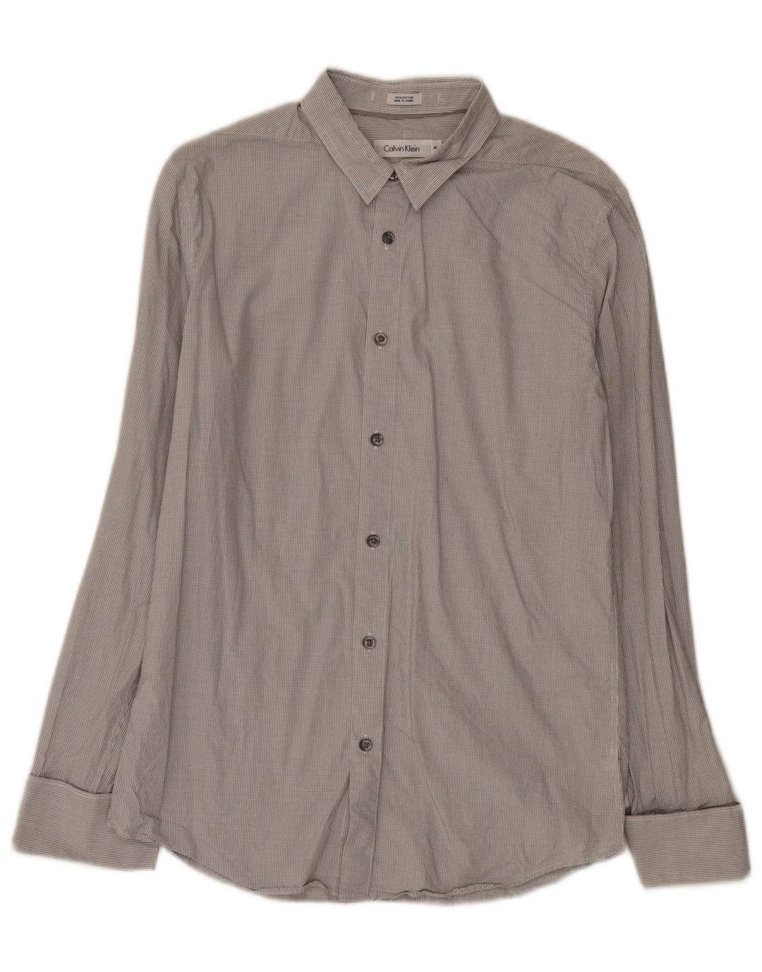 Camisa formal masculina Calvin Klein Slim Fit cinza médio algodão guingão
