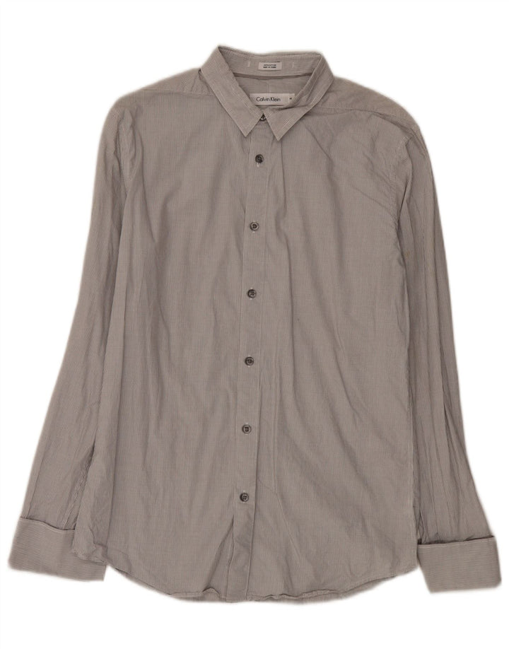 Camisa formal masculina Calvin Klein Slim Fit cinza médio algodão guingão