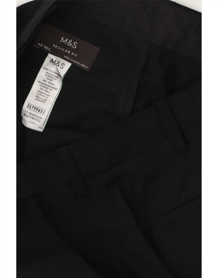 Calça casual masculina Marks & Spencer de ajuste regular W40 L31 poliéster preto