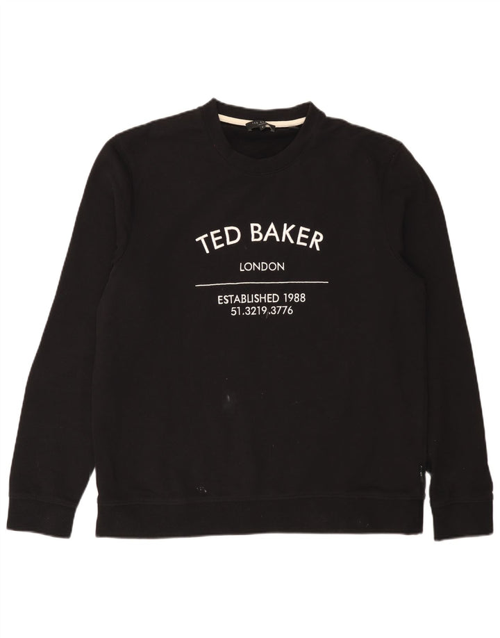 Ted Baker moletom gráfico masculino tamanho 4 grande algodão preto