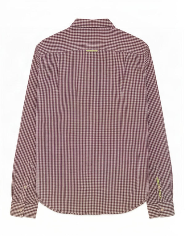Camisa masculina Superdry pequena roxa algodão guingão