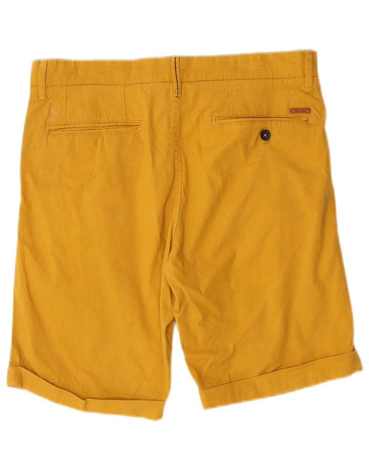 Zara Mens Chino Shorts EU 38 Pequeno W30 Algodão Amarelo