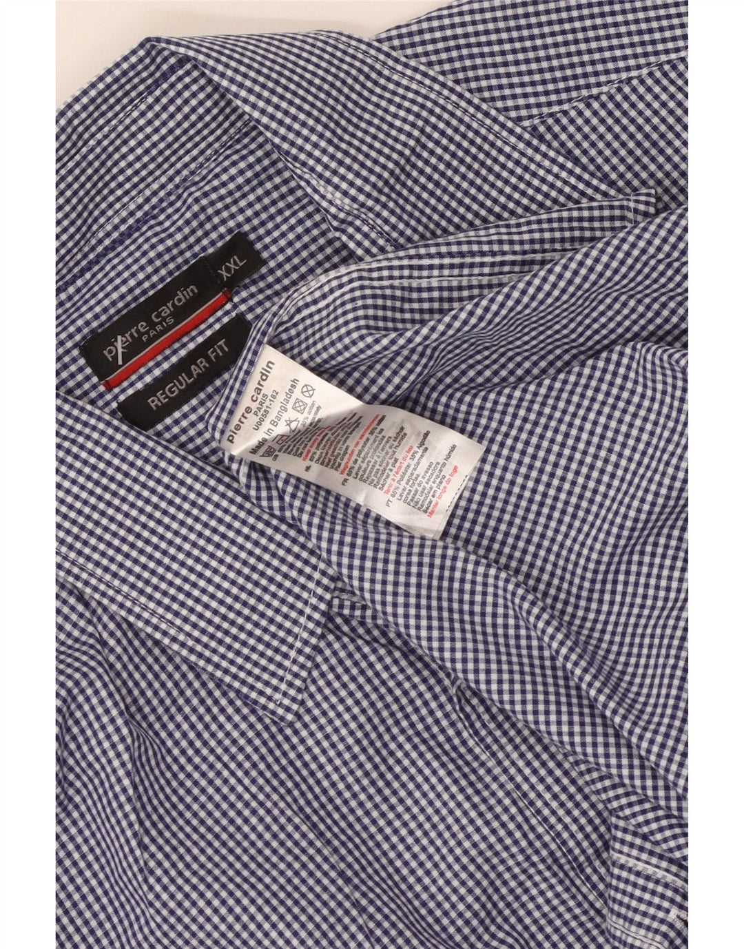 PIERRE CARDIN Camisa masculina de ajuste regular 2XL poliéster azul guingão