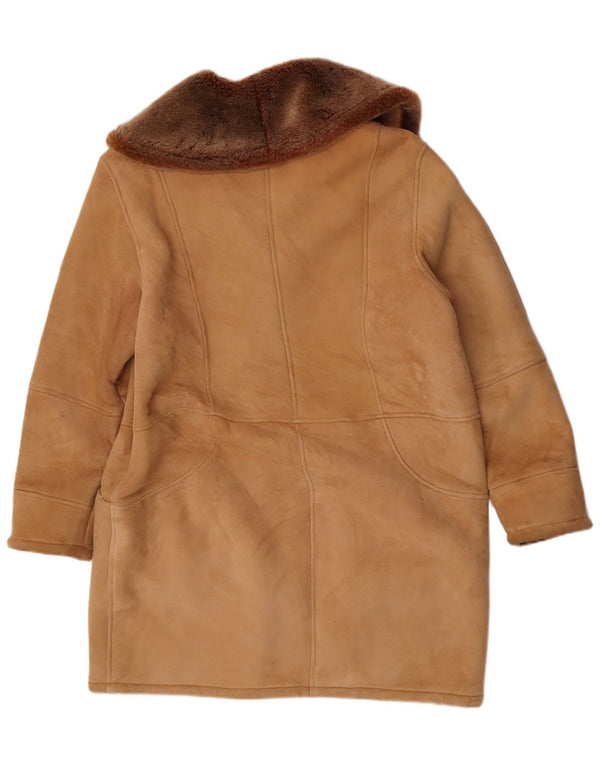 Jaqueta feminina Cruse de corte solto e shearling Reino Unido 14 grande couro marrom