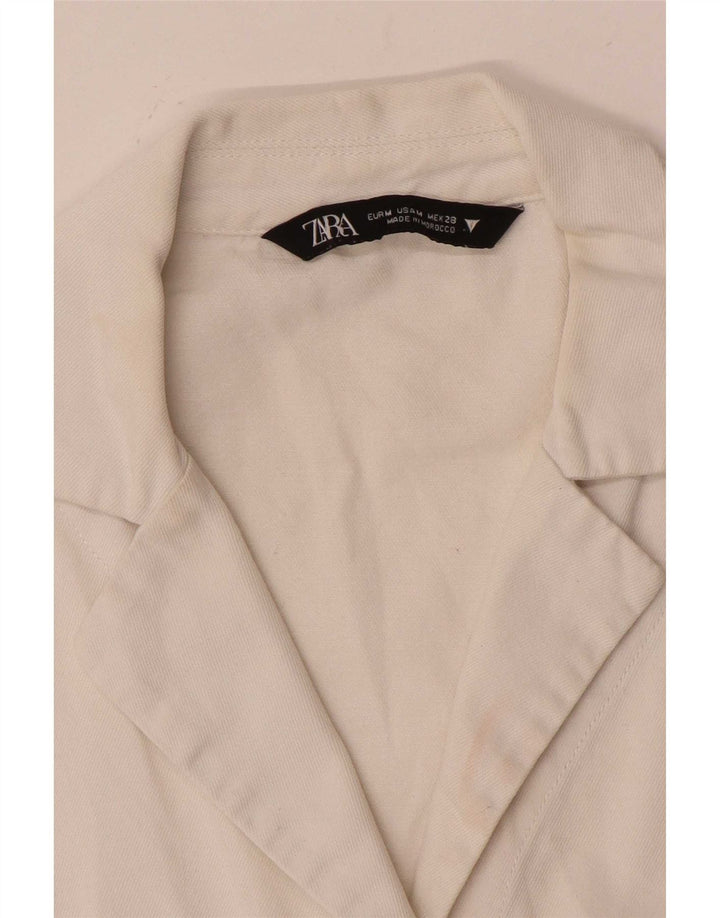 Zara blusa feminina oversized crop manga curta Reino Unido 14 médio branco