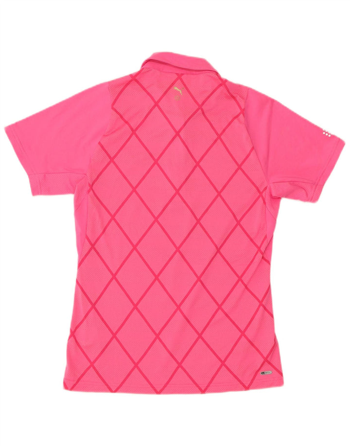 Camisa polo feminina PUMA UK 12 poliéster geométrico rosa médio