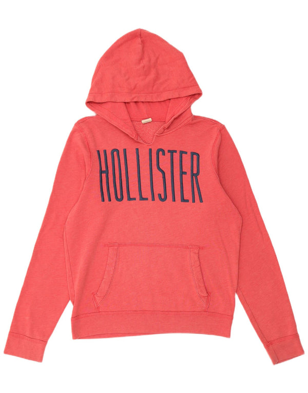Jumper feminino com capuz gráfico Hollister Reino Unido 14 algodão vermelho médio
