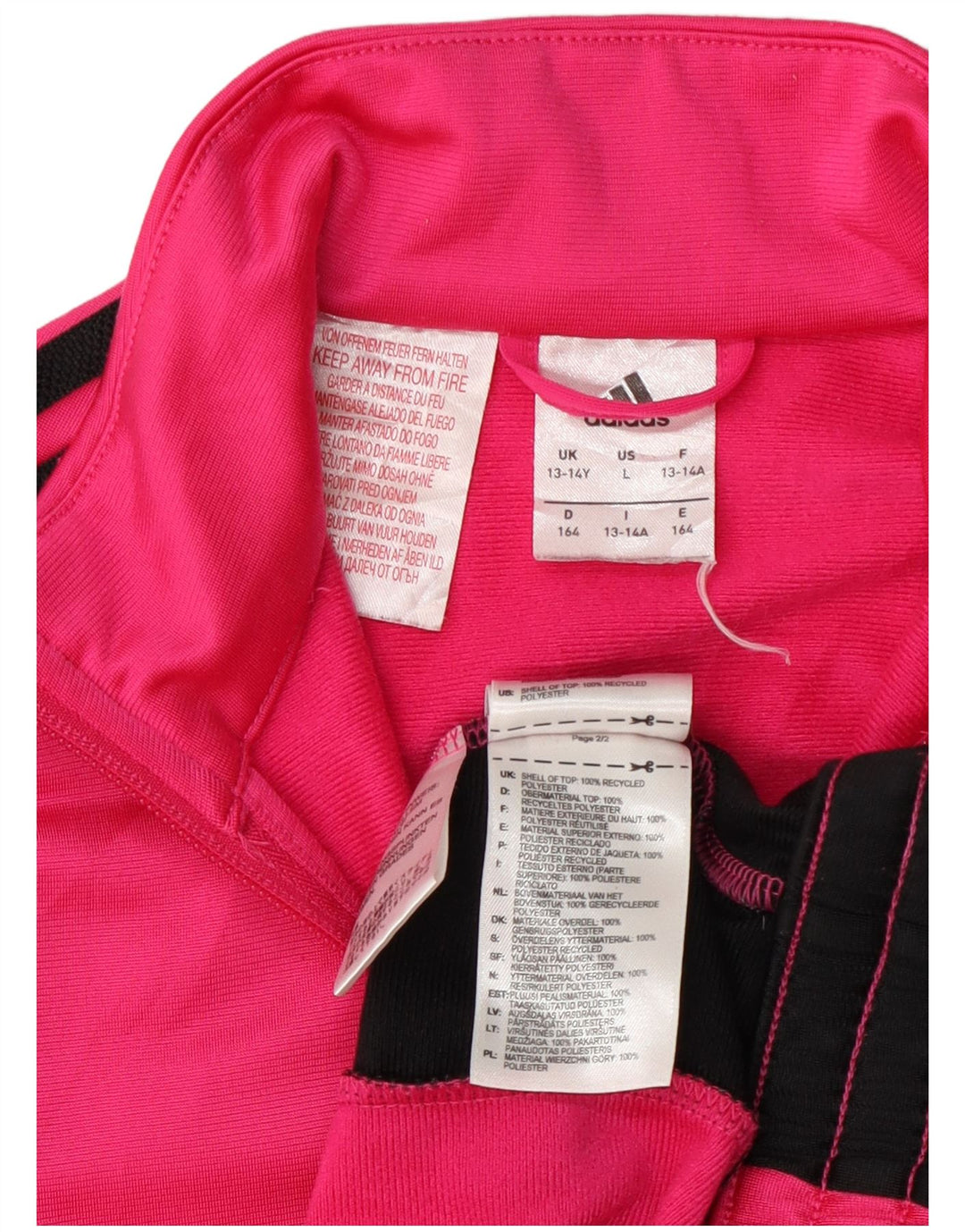 Jaqueta Adidas Meninas Treino Top 13-14 Anos Rosa Colorblock Poliéster