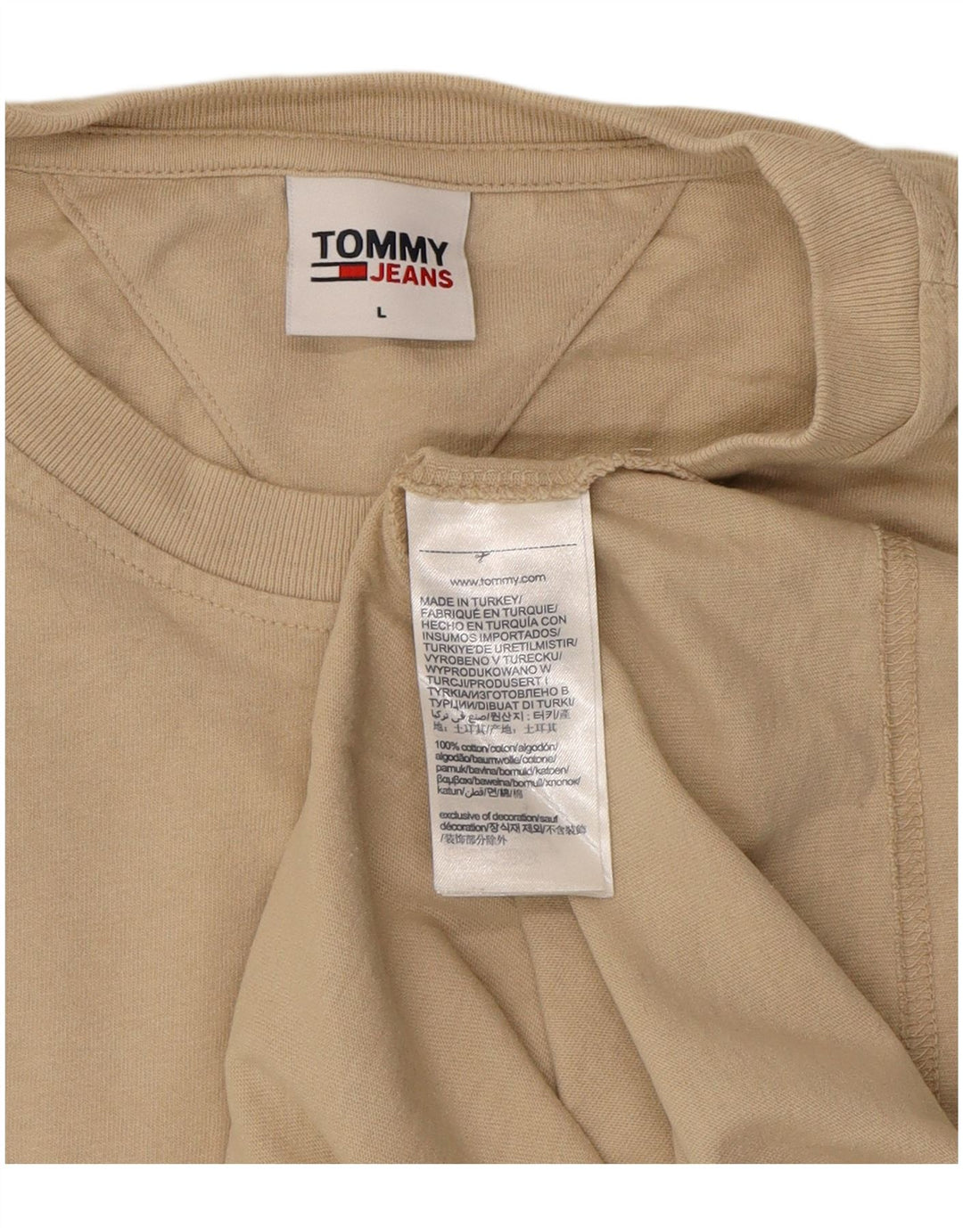 Camiseta masculina TOMMY HILFIGER grande algodão bege