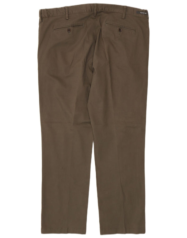 Calça chino reta masculina Marks & Spencer W40 L31 algodão cáqui