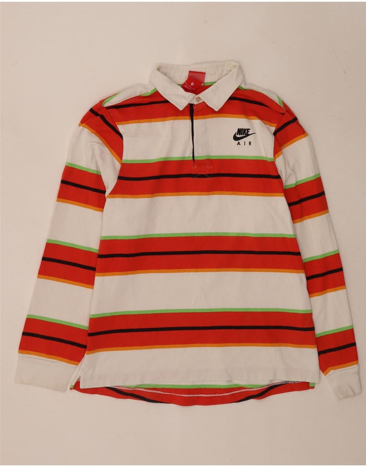 Camisa polo masculina de rugby de manga comprida Nike média de algodão listrado multicolorido