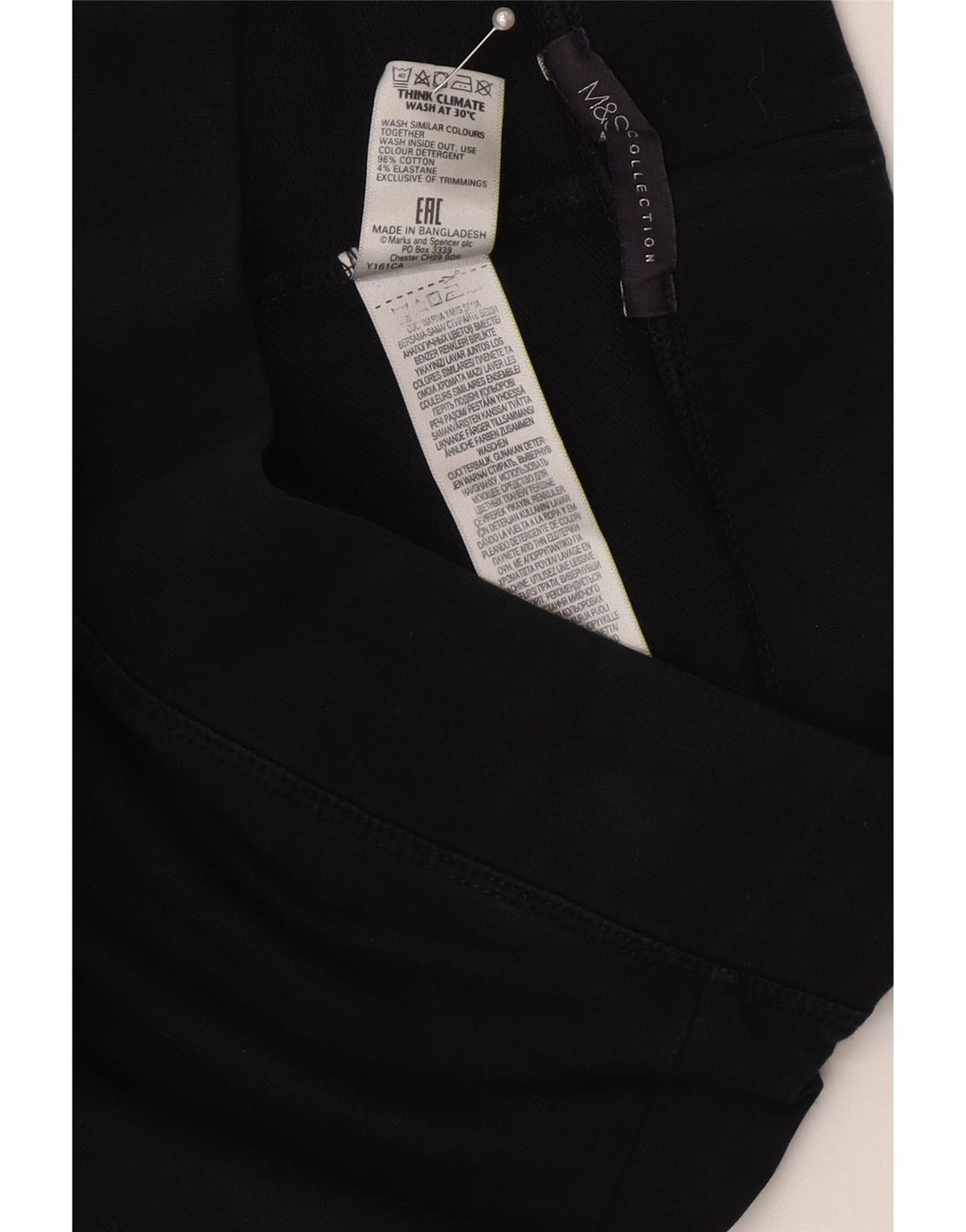 Calça de treino feminina Marks & Spencer Reino Unido 10 pequeno algodão preto