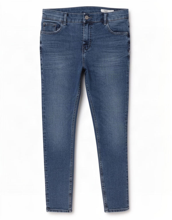 Calça jeans feminina Marks & Spencer The Ivy Crop skinny UK 14 grande W32 L26 azul