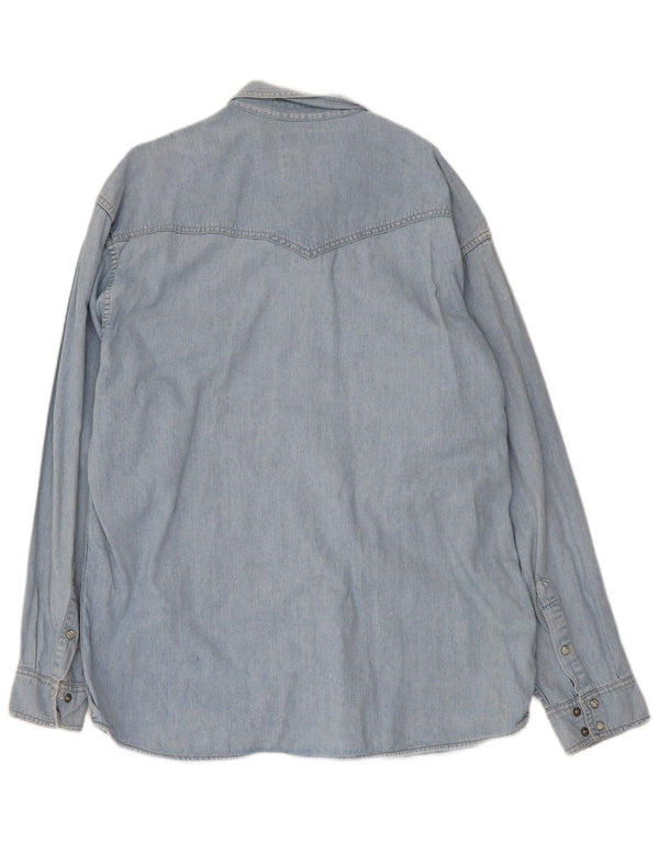 Camisa jeans masculina Wrangler XL azul algodão