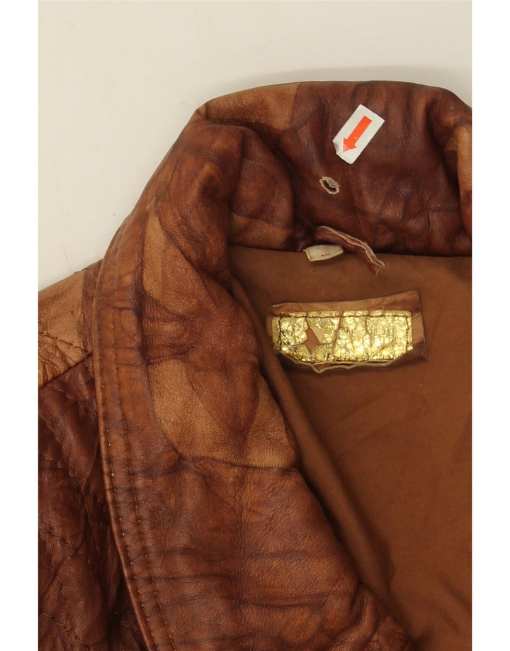Jaqueta de couro masculina vintage UK 40 grande marrom