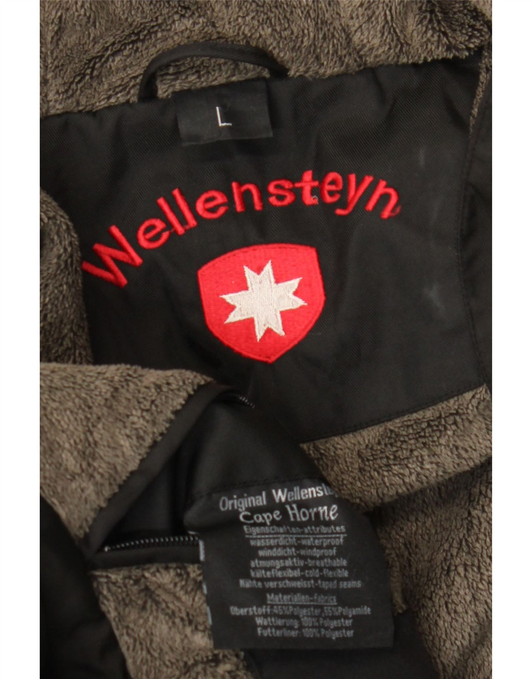 Jaqueta corta-vento masculina com capuz Cape Horn poliéster preto grande Reino Unido 40