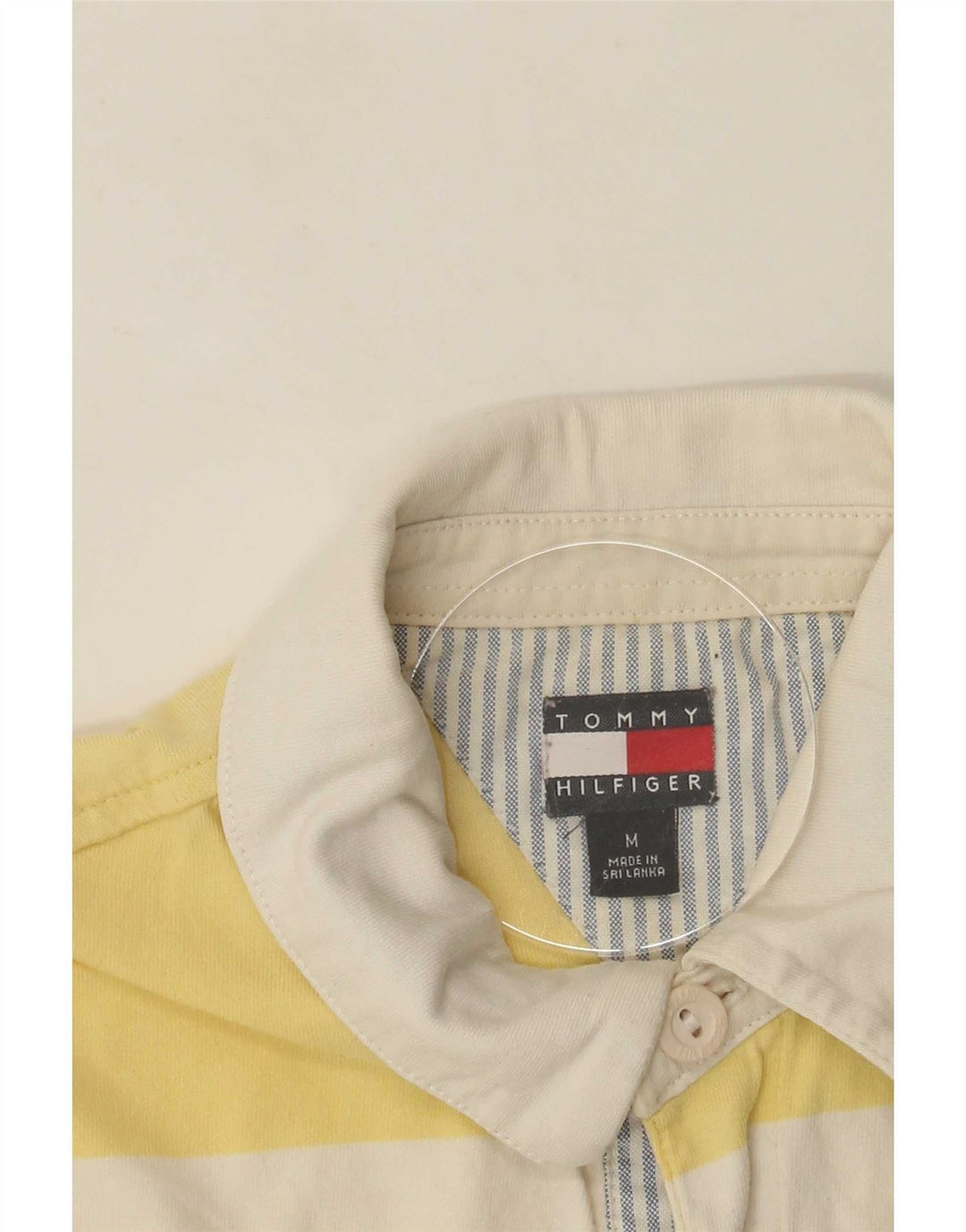 Camisa polo masculina de rugby Tommy Hilfiger listrada amarela média