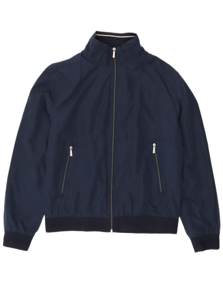 Jaqueta bomber masculina Zara UK 42 XL azul marinho poliéster
