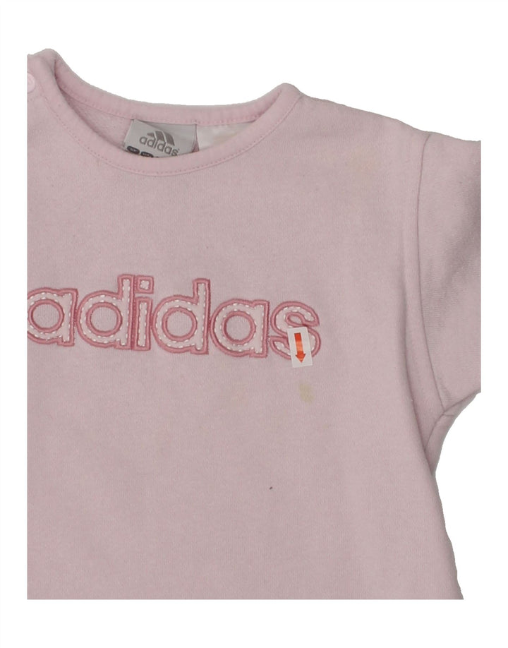 ADIDAS Baby Girls Graphic Sweatshirt Jumper 18-24 Months Pink Cotton Vintage Adidas and Second-Hand Adidas from Messina Hembry 