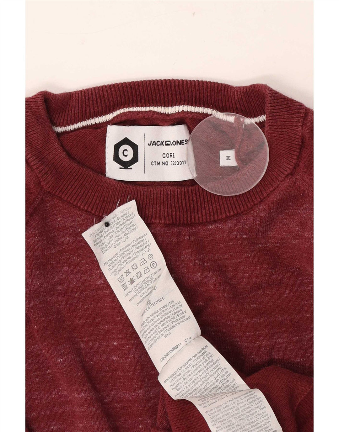 Suéter masculino Jack & Jones com gola redonda, algodão manchado vermelho médio
