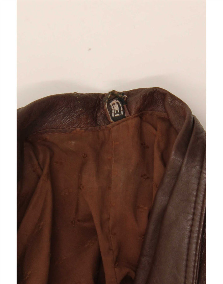 Jaqueta de couro feminina vintage UK 14 marrom médio