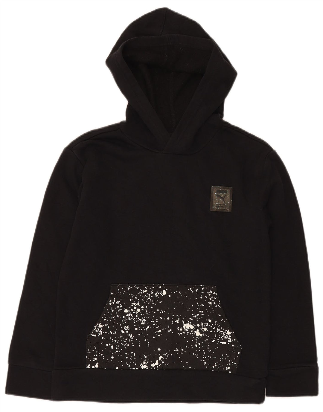 PUMA Boys Graphic Hoodie Jumper 10-11 Anos Médio Preto Manchado