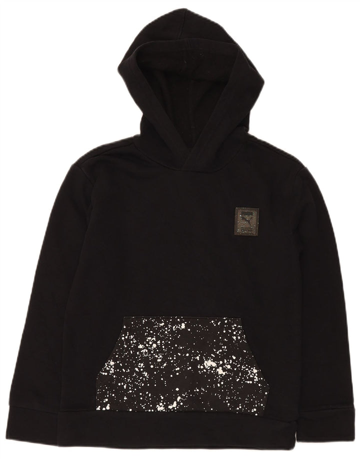 PUMA Boys Graphic Hoodie Jumper 10-11 Anos Médio Preto Manchado