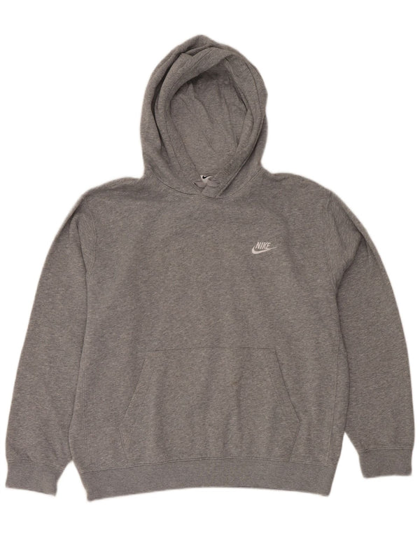 Suéter Nike masculino com capuz solto e algodão mesclado cinza médio