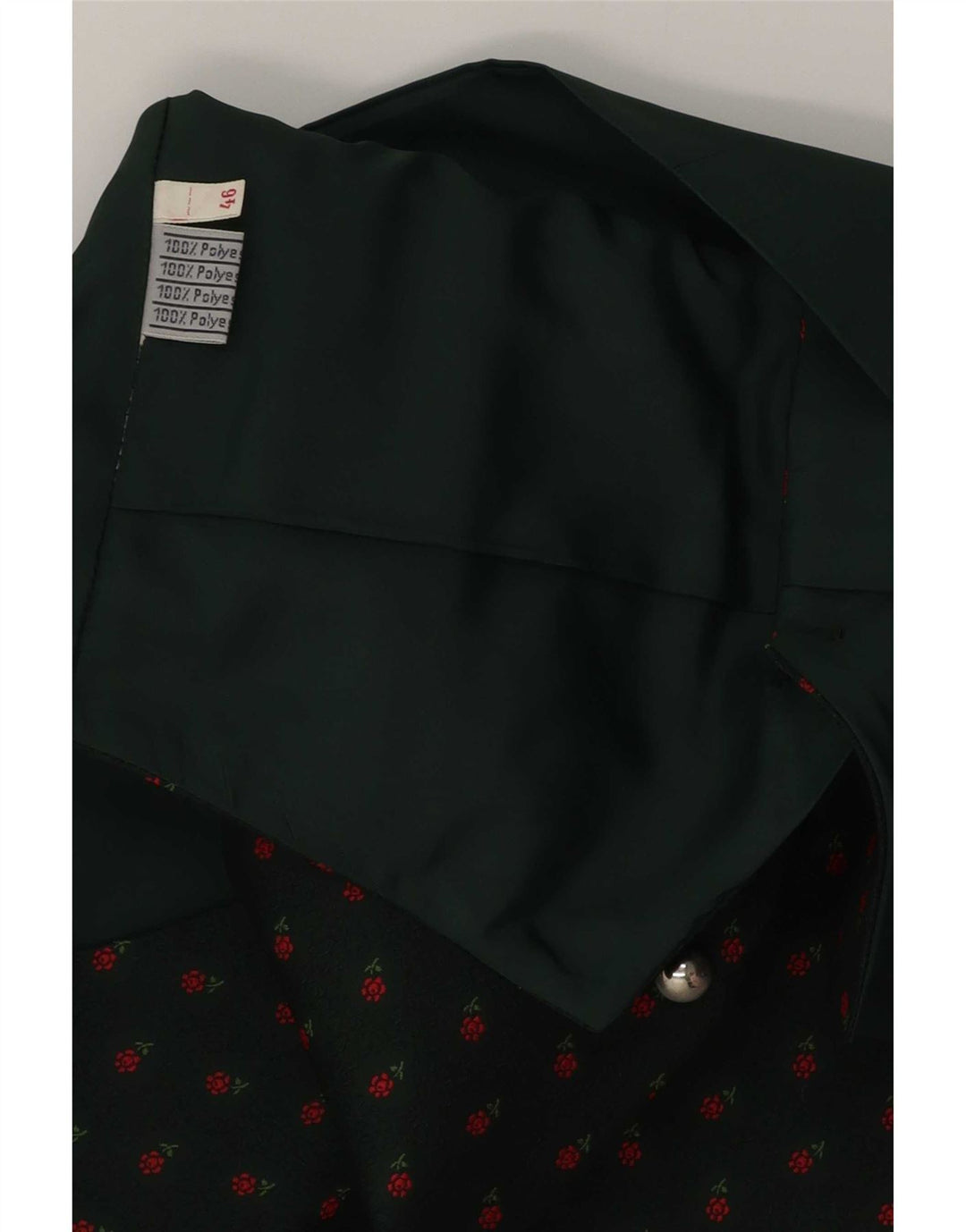 Colete masculino vintage IT 46 poliéster floral verde pequeno